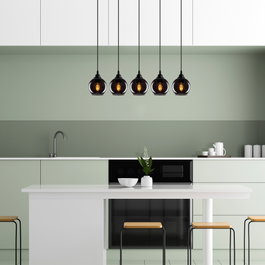 Opviq Lámpara de araña industrial con tapa de cristal color humo